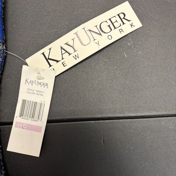 Kay Unger Royal Blue Silk Midi Dress Embellished Waist Boardroom Office Wedding‎ - Picture 5 of 8